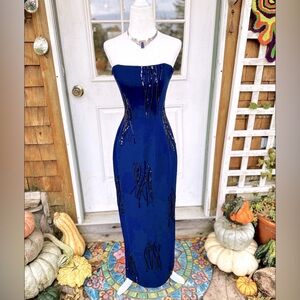 VTG NITELINE By Della Roufogali Strapless beaded Dress